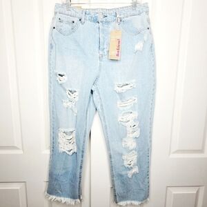 VANILLA STAR womens 90s BOYFRIEND Jeans 11 Super High Rise Distress Destructed